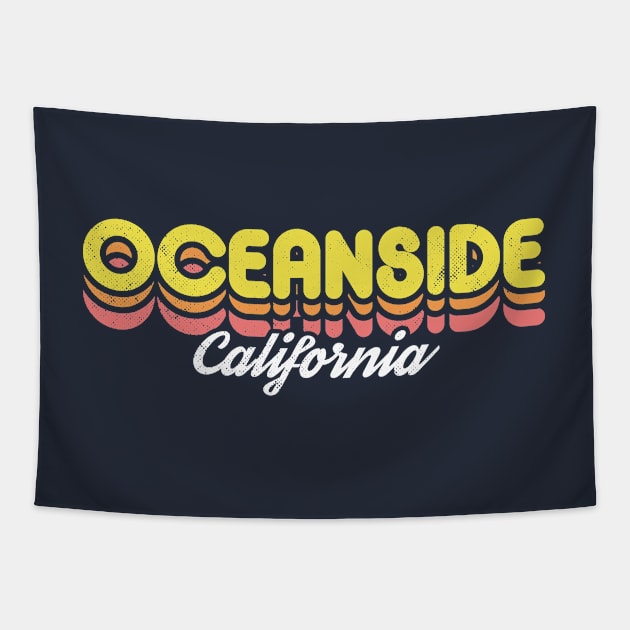 Retro Oceanside California Tapestry by rojakdesigns