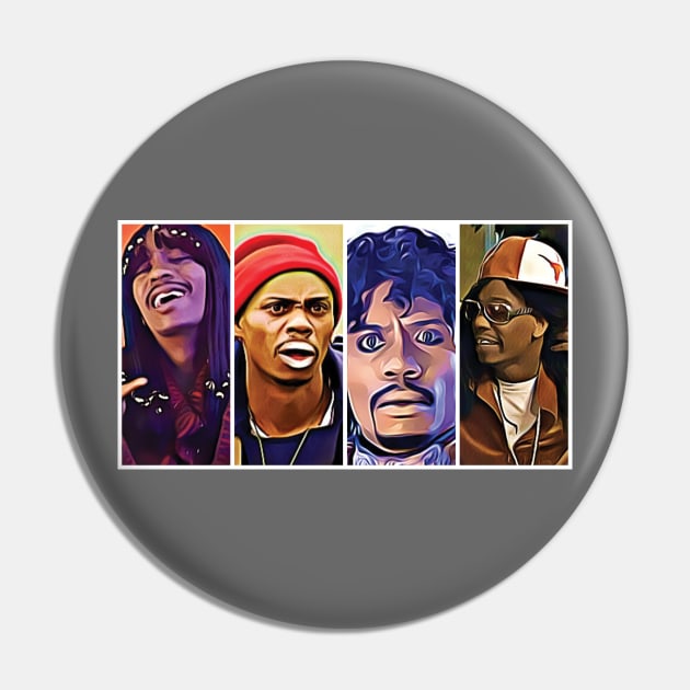 Many Faces of Dave Chappelle Pin by hellomammoth