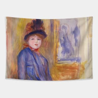 Young Girl in a Blue Dress by Auguste Renoir Tapestry