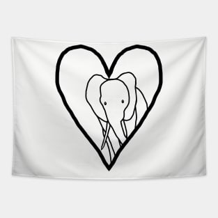 My Valentine Elephant Line Drawing Tapestry