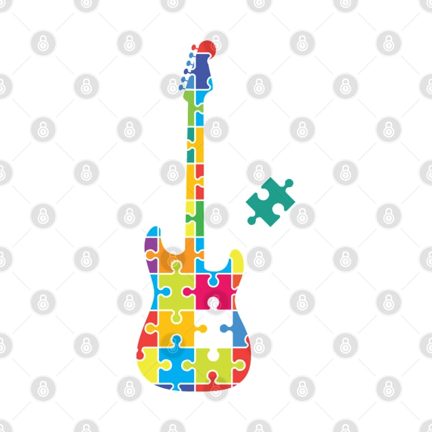 Color Puzzle S-Style Electric Guitar Silhouette by nightsworthy