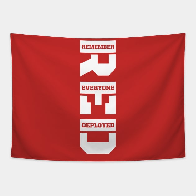 Remember Everyone Deployed RED Friday Vertical White Print Tapestry by Pufahl