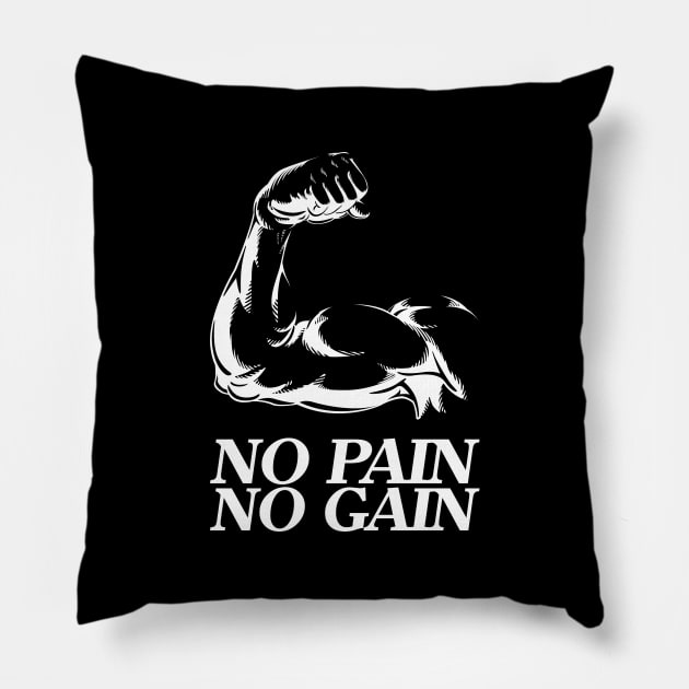 No pain no gain - Crazy gains - Nothing beats the feeling of power that weightlifting, powerlifting and strength training it gives us! A beautiful vintage design representing body positivity! Pillow by Crazy Collective