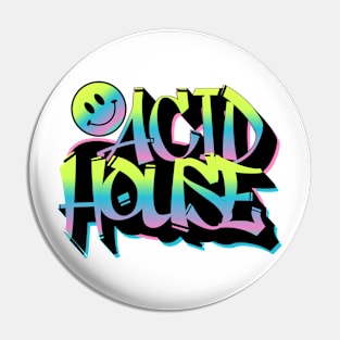 ACID HOUSE  - Graffiti Smiley (lime/blue/pink) Pin