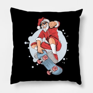 Christmas santa claus skateboard hypster Pillow