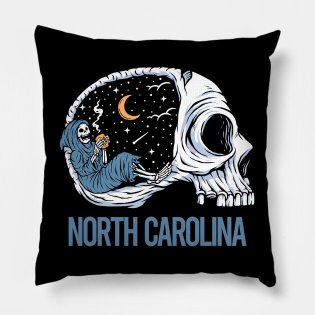 Chilling Skeleton North Carolina Pillow by flaskoverhand