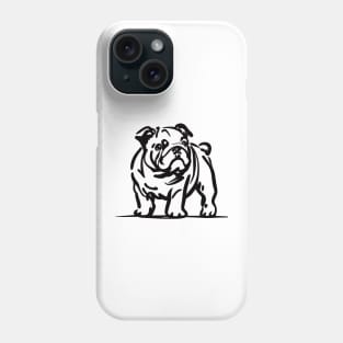 This is a simple black ink drawing of a bulldog Phone Case