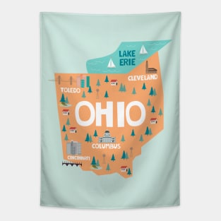 Ohio Illustrated Map Tapestry