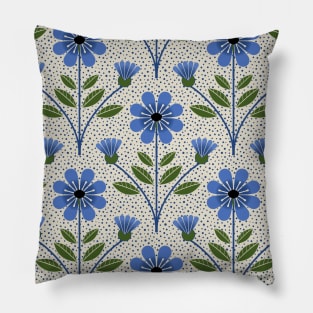 Folkish Blue Flower Pillow