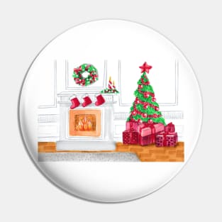 Christmas Fireplace Pin