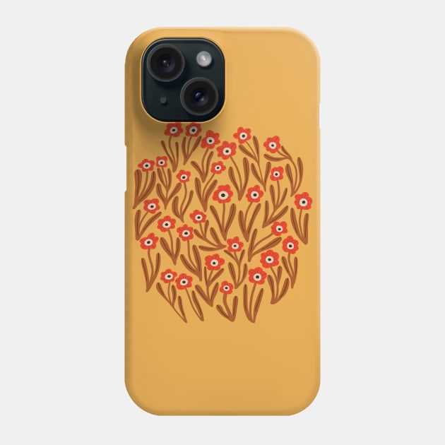 Cute minimalist ditsy flowers in mustard yellow and orange Phone Case by Natalisa