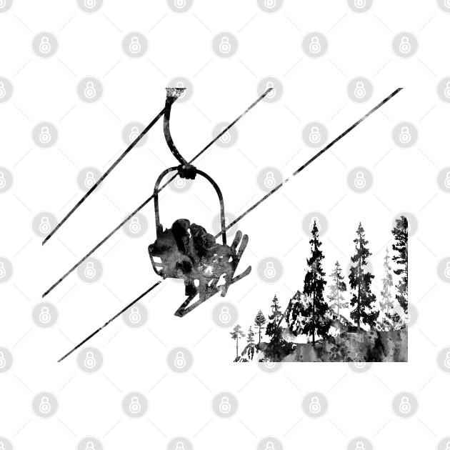 Couple ski lift by RosaliArt