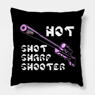 Hot Shot Sharp Shooter, v. Code Pink Wht Text Pillow