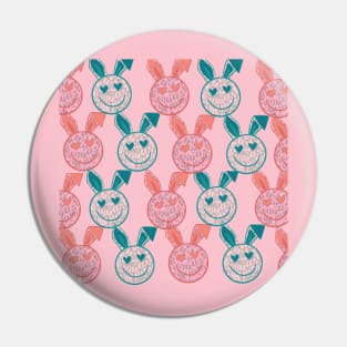 Easter Bunny Smiley Face Pattern Pin