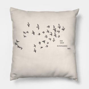 "No net ensnares me" + flock of birds - Jane Eyre quote, Charlotte Bronte (pale cream background) Pillow