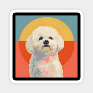 Retro Bichon Frise: Pastel Pup Revival Magnet