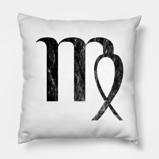 Virgo Zodiac Horoscope in Distressed Black Design Pillow