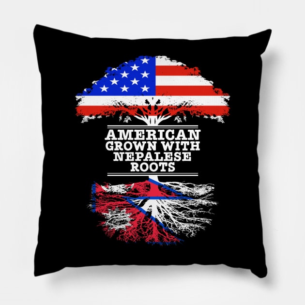 American Grown With Nepalese Roots - Gift for Nepalese With Roots From Nepal Pillow by Country Flags