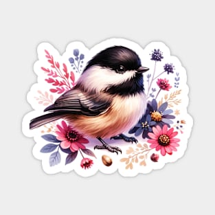 Carolina Chickadee Floral Magnet