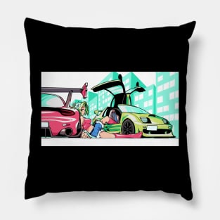 Girl with JDM Cars Pillow