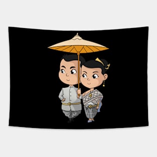 Chibi Khmer Cambodian Couple Tapestry