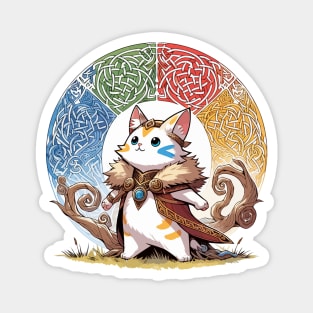 Kawaii Viking Warrior Cat Norse Mythology Anime Portrait Magnet