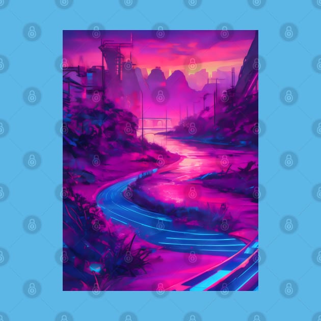 Synthwave river by Spaceboyishere