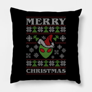 Alien Ugly Christmas Sweater Pillow