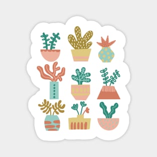 Pastel Plants in pots Magnet