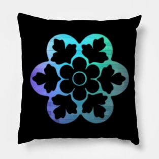 Blue Green Floral Stamp Pillow