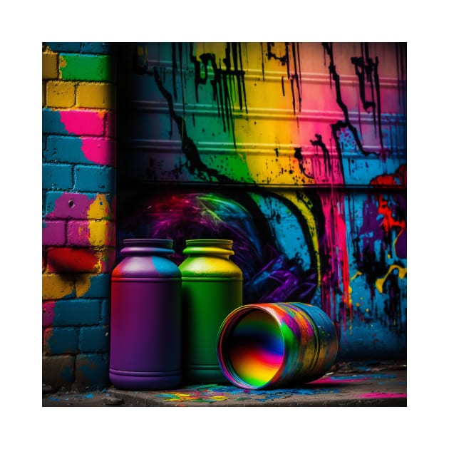 Living Life in Colour Paint Barrel Graffiti by AICreateWorlds