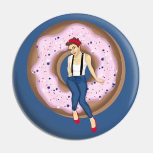 Sweet donut and Pretty woman Pop art Pin