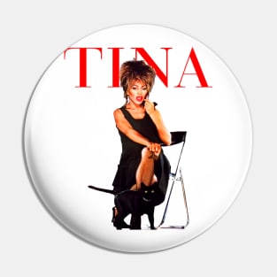 Retro Tina Turner With Cat Pin