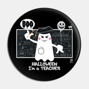 BOO Lady teacher dressed as a GHOST - cute Halloween Pin