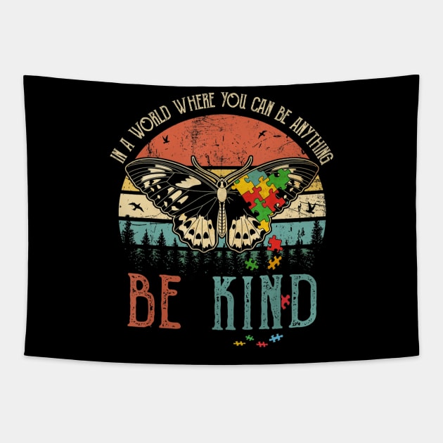 In A World Where You Can Be Anything Be Kind Vintage Tapestry by martinyualiso