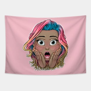 Reva Prisma screaming face emoji Tapestry