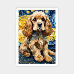 Cocker Spaniel Dog Breed Painting Dog Breed Painting in a Van Gogh Starry Night Art Style Magnet
