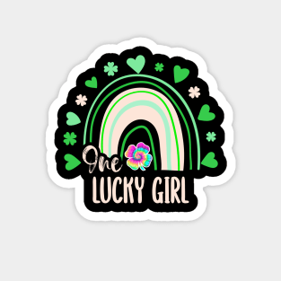 Tie Dye Rainbow Happy St Patricks Day One Lucky Girl Shamrock Magnet