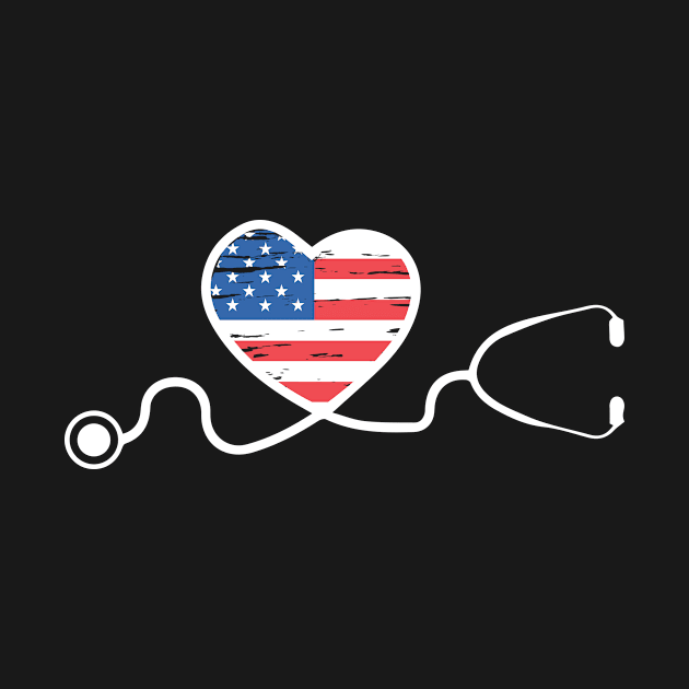 4th of July Nurse USA Flag Heart by followthesoul