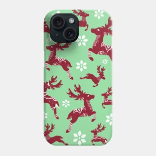 Light Green Christmas Reindeer Pattern Phone Case