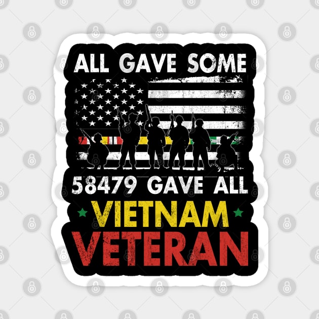 Vietnam Veteran All Gave Some 58,479 Gave All T-Shirt with Soldiers Statue and Service Ribbon Magnet by Otis Patrick