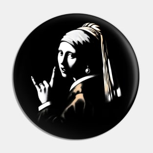 Metalhead Girl with a Pearl Earring Pin