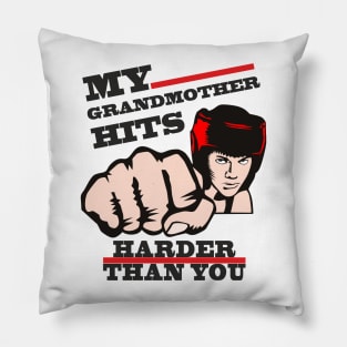 Grandmother gift meme boxing funny humor fist. Grandma martial arts Pillow