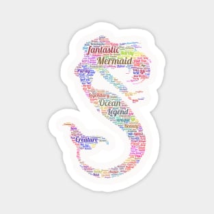 Mermaid Mystic Sea Life Text Word Cloud Magnet