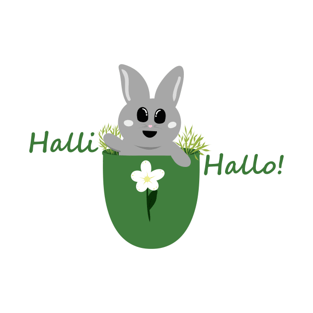 Halli Hallo! Cute Bunny in Pocket by PandLCreations