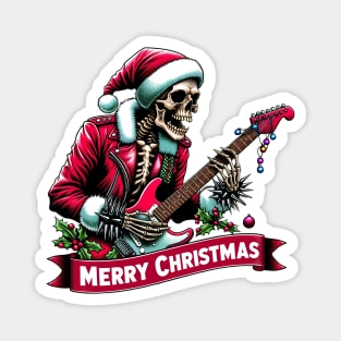 Rockin' Skeleton Santa Magnet