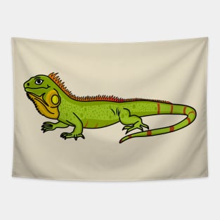 Happy green iguana cartoon illustration Tapestry