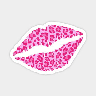 Pink Leopard Print Lips Magnet