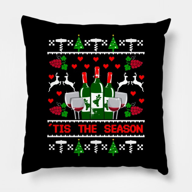 Wine Christmas. Funny Wine Lover Christmas Gift. Pillow by KsuAnn