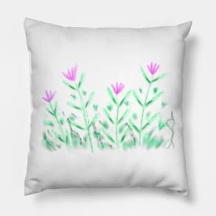 Pink flower watercolor leaf art Pillow